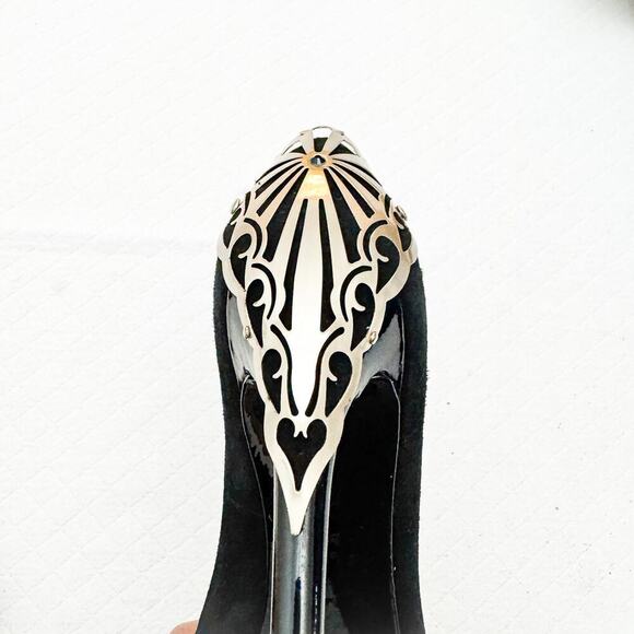 Brian Atwood Fashina Platform Pump Silver Plated Stiletto Heel Accent Size 6 - Picture 5 of 9